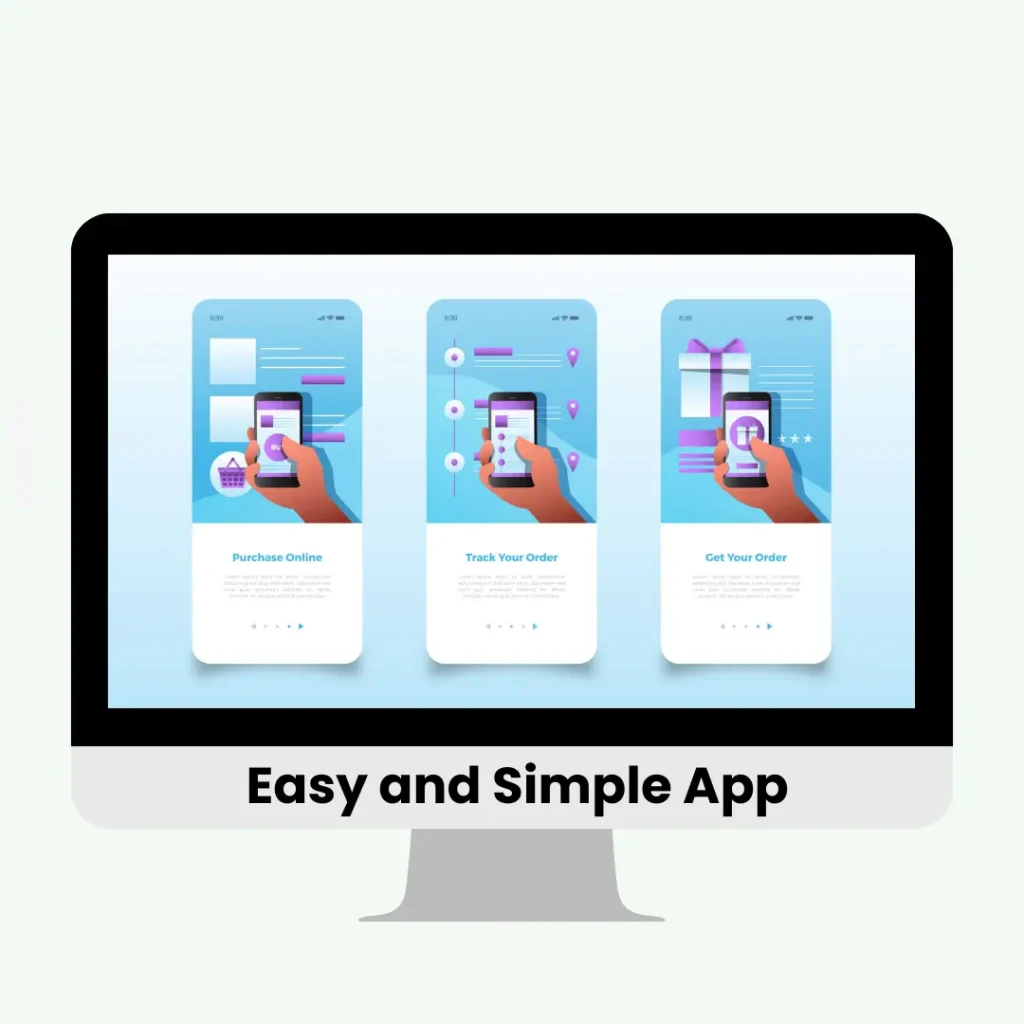 "Editing interface displaying app features for 'Purchase Online,' 'Track Your Order,' and 'Get Your Order.' Webpage related to CapCut Pro Mod APK customization."