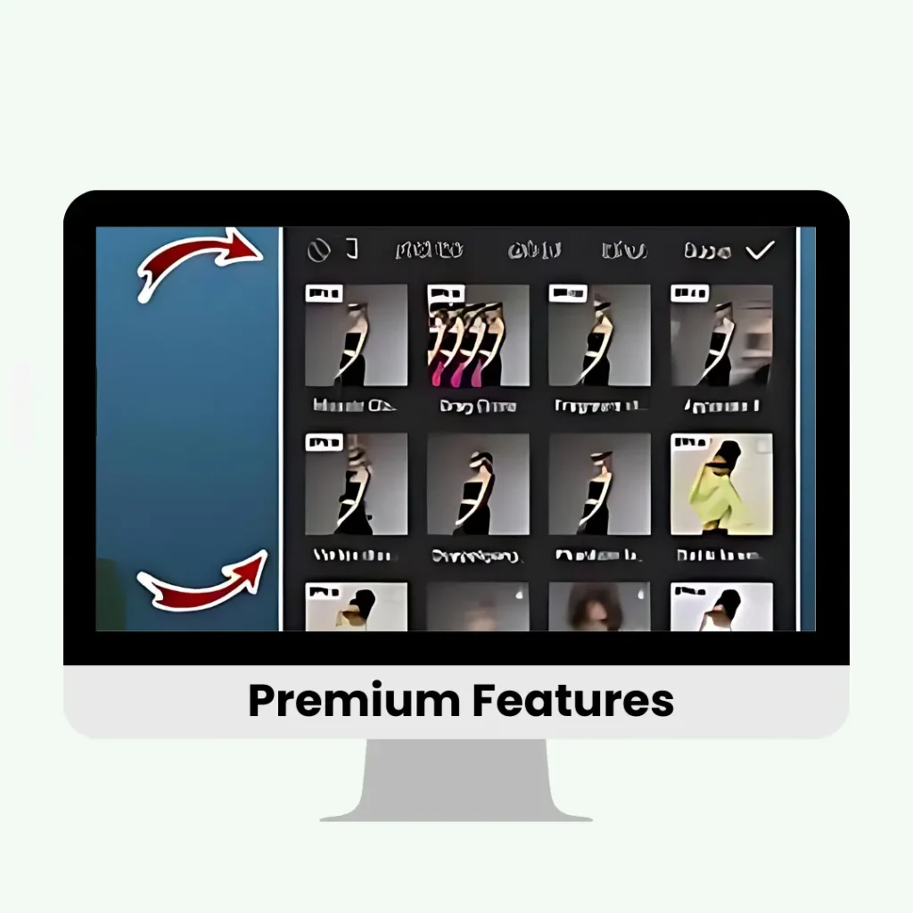 "CapCut Pro APK user interface displaying premium features on a digital screen. The image showcases various video editing tools and options available in the app, highlighting its functionality and user-friendly design."